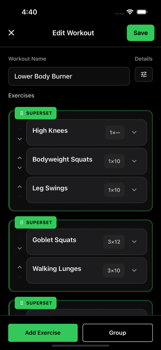 Custom Workouts